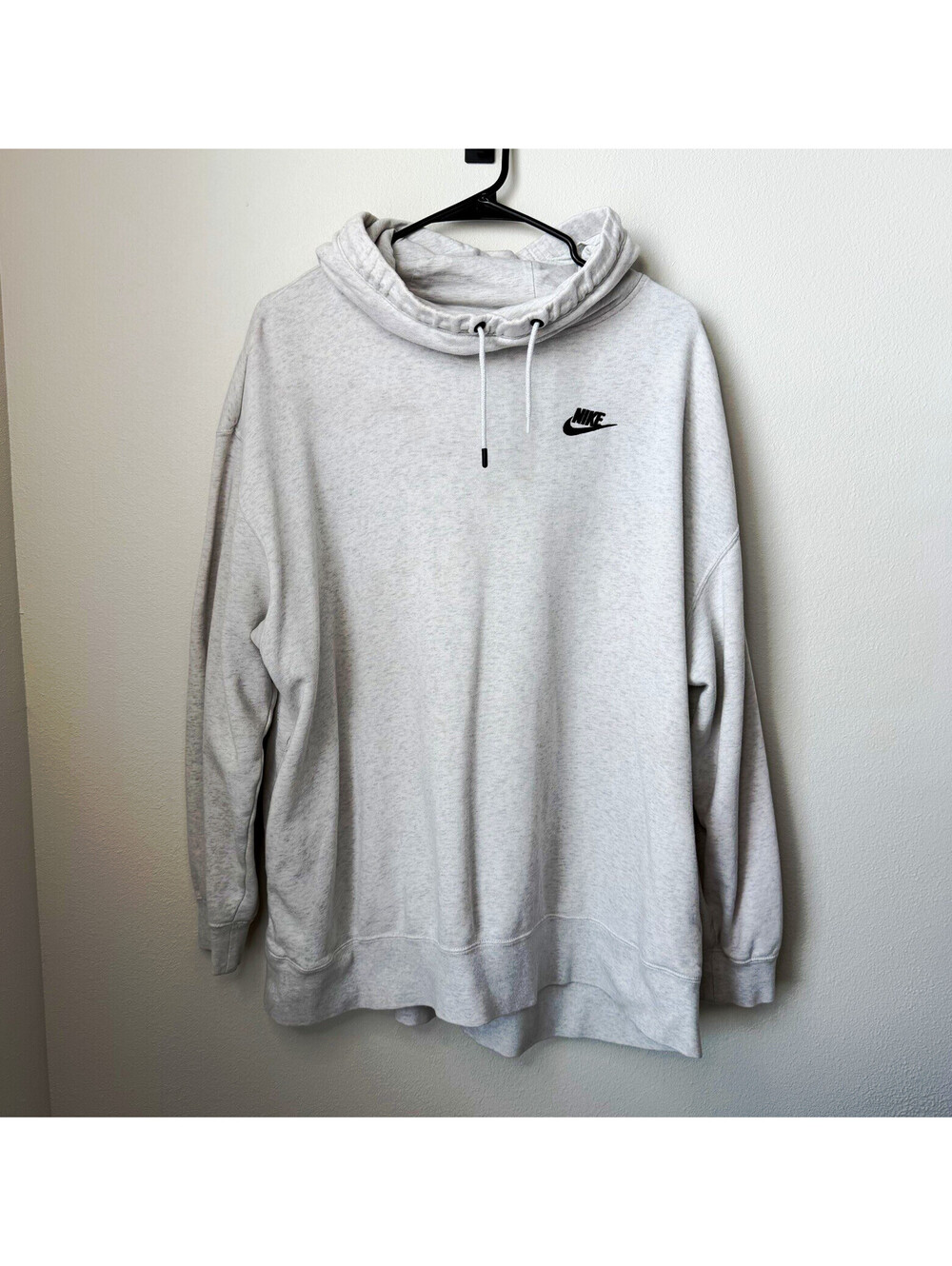 Nike Men's Gray Pullover Hoodie Size L Fleece Cotton/Poly Drawstring Hood Logo